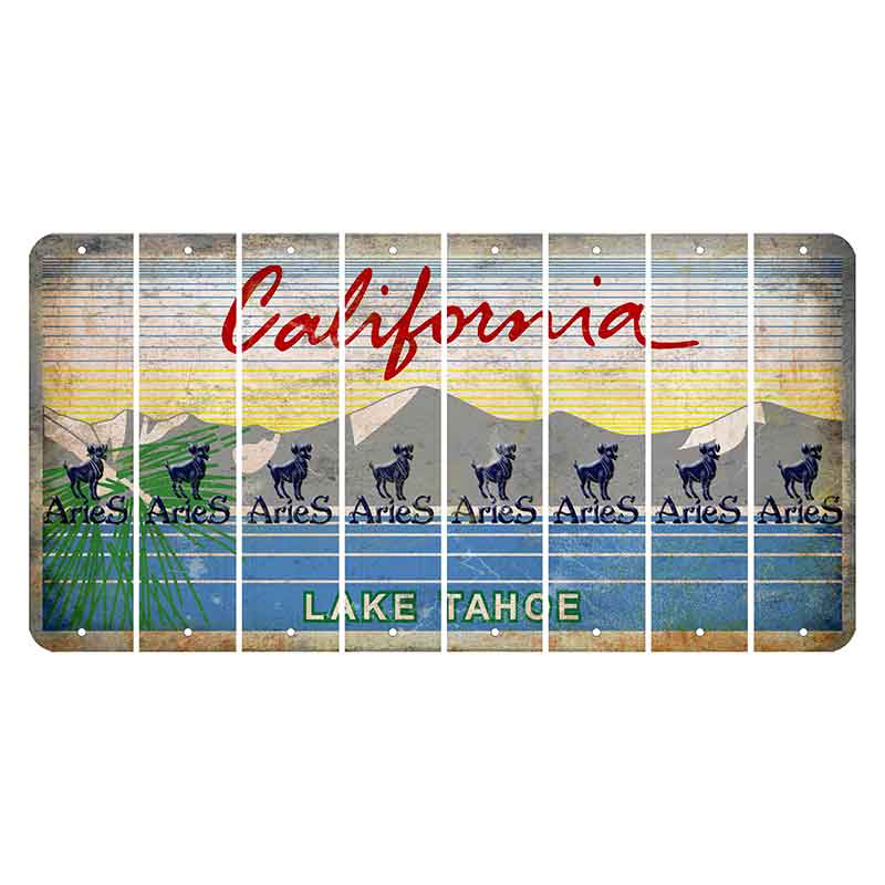 California Lake Tahoe Cut License Plate Strips (Set of 8) Zodiac Sign - Aries