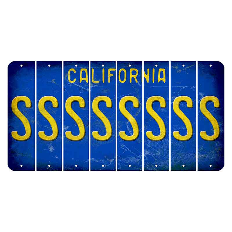 California Blue Cut License Plate Strips (Set of 8)