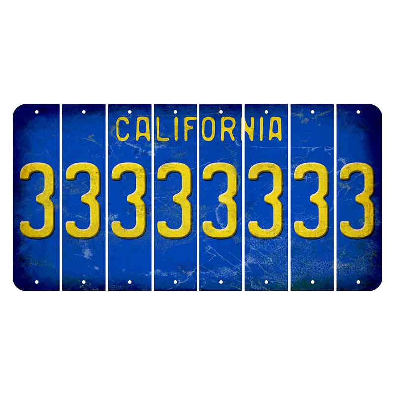 California Blue Cut License Plate Strips (Set of 8)