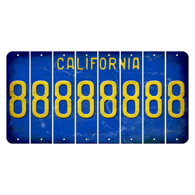 California Blue Cut License Plate Strips (Set of 8)