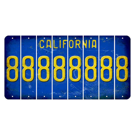 California Blue Cut License Plate Strips (Set of 8)