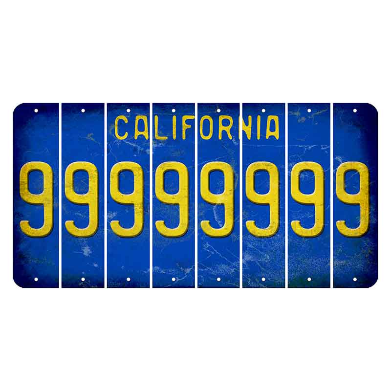 California Blue Cut License Plate Strips (Set of 8)