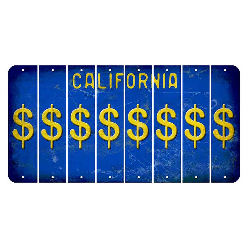 California Blue Cut License Plate Strips (Set of 8)