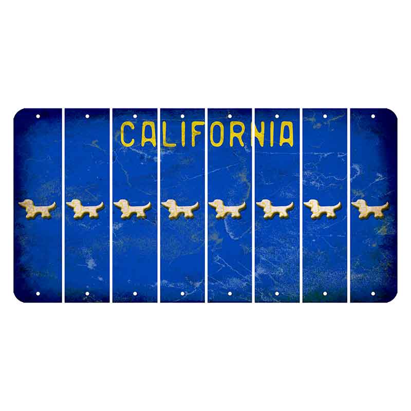California Blue Cut License Plate Strips (Set of 8) Dog