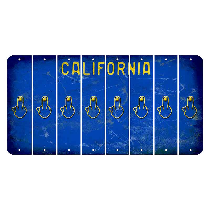 California Blue Cut License Plate Strips (Set of 8) Middle Finger