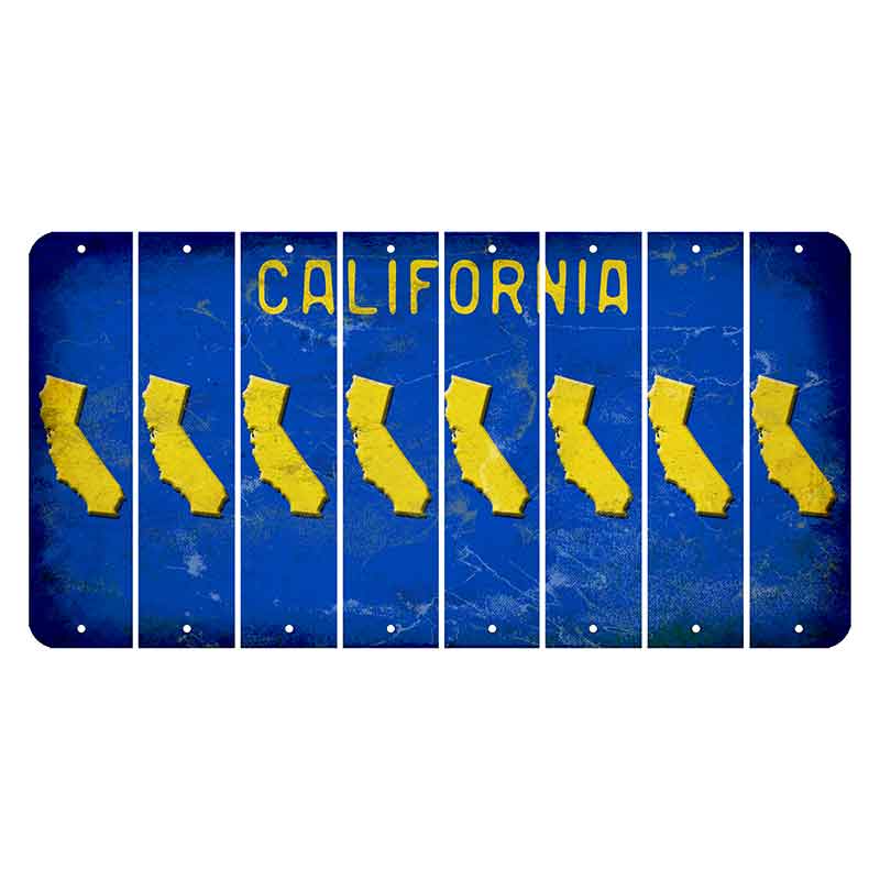 California Blue Cut License Plate Strips (Set of 8)