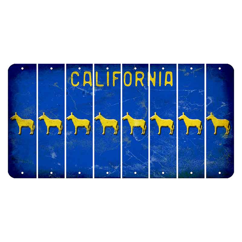 California Blue Cut License Plate Strips (Set of 8) Donkey