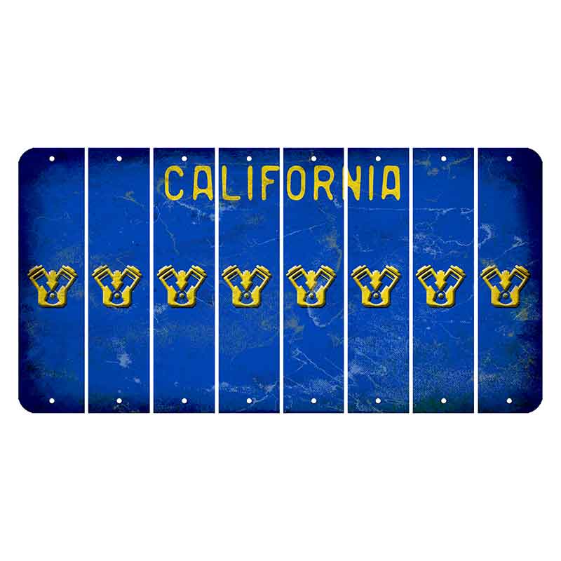 California Blue Cut License Plate Strips (Set of 8)