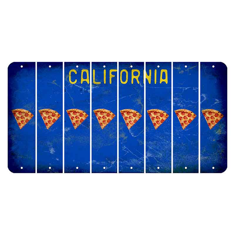 California Blue Cut License Plate Strips (Set of 8) Pizza