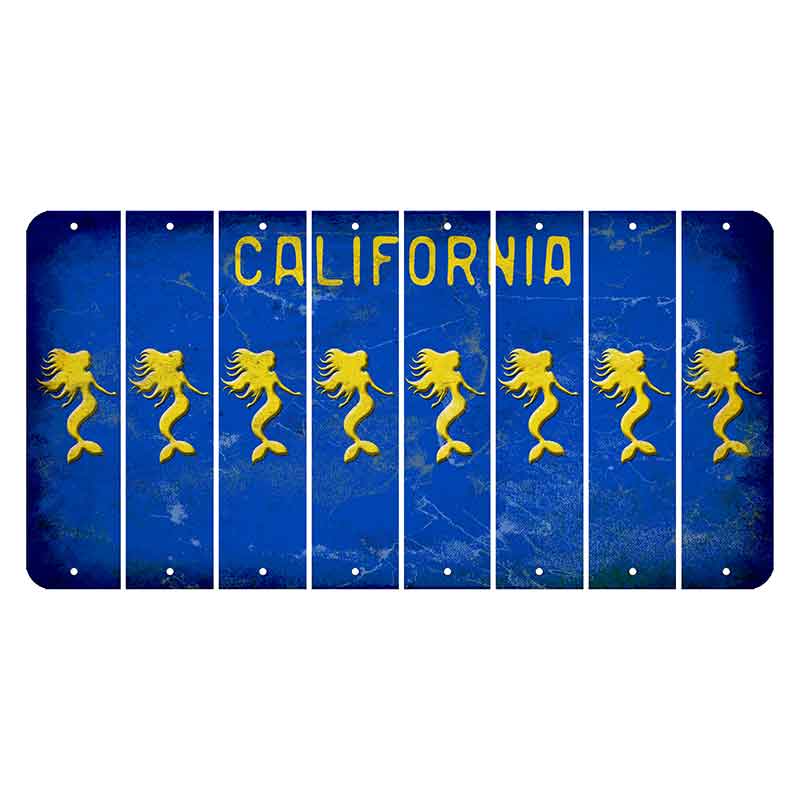 California Blue Cut License Plate Strips (Set of 8) Mermaid