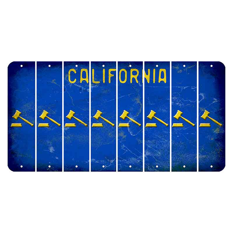 California Blue Cut License Plate Strips (Set of 8) Gavel