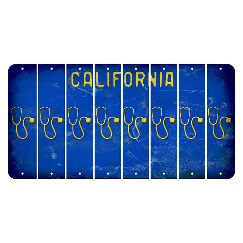 California Blue Cut License Plate Strips (Set of 8) Stethoscope