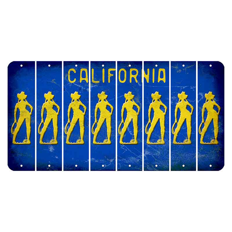 California Blue Cut License Plate Strips (Set of 8)