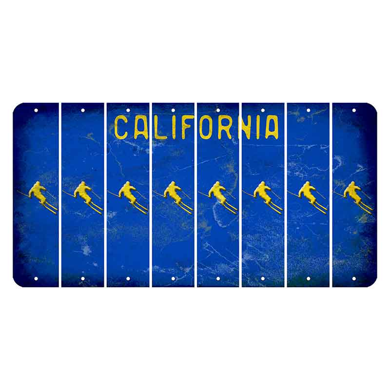California Blue Cut License Plate Strips (Set of 8) Skier