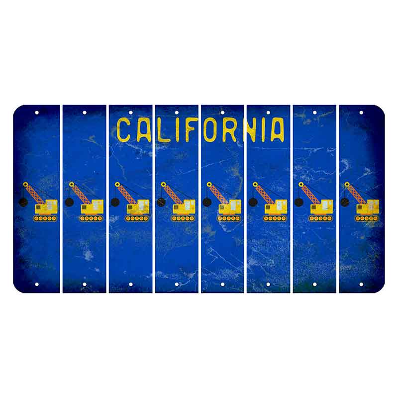 California Blue Cut License Plate Strips (Set of 8) Wrecking Ball Crane