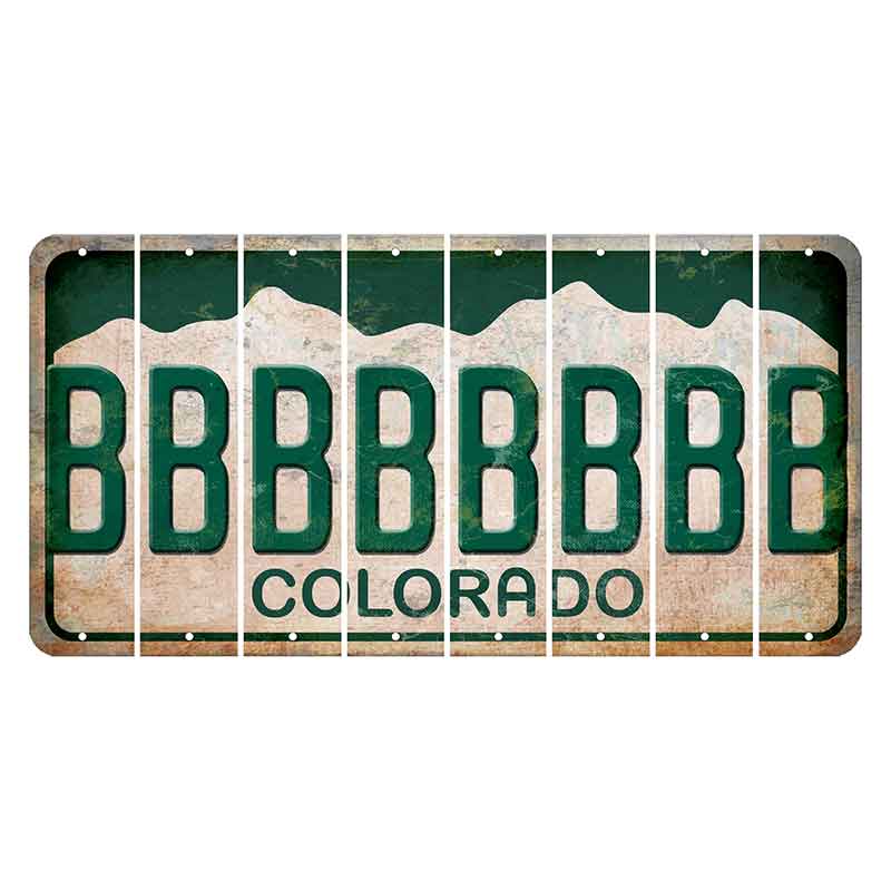 Colorado White|Green Mountains Cut License Plate Strips (Set of 8)