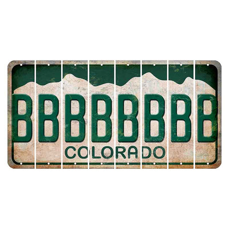 Colorado White|Green Mountains Cut License Plate Strips (Set of 8)