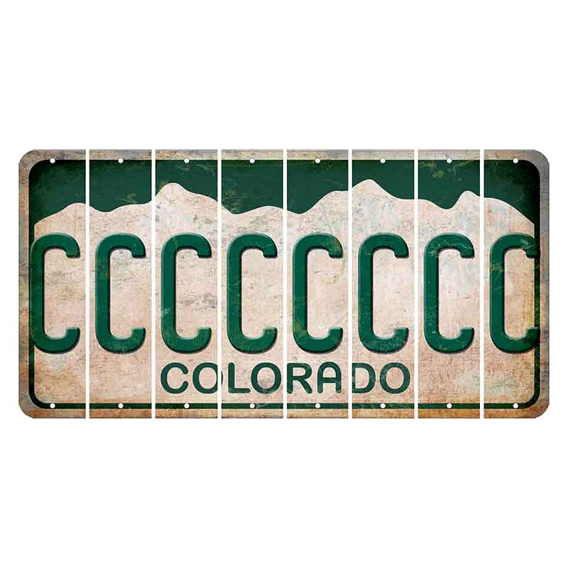 Colorado White|Green Mountains Cut License Plate Strips (Set of 8)