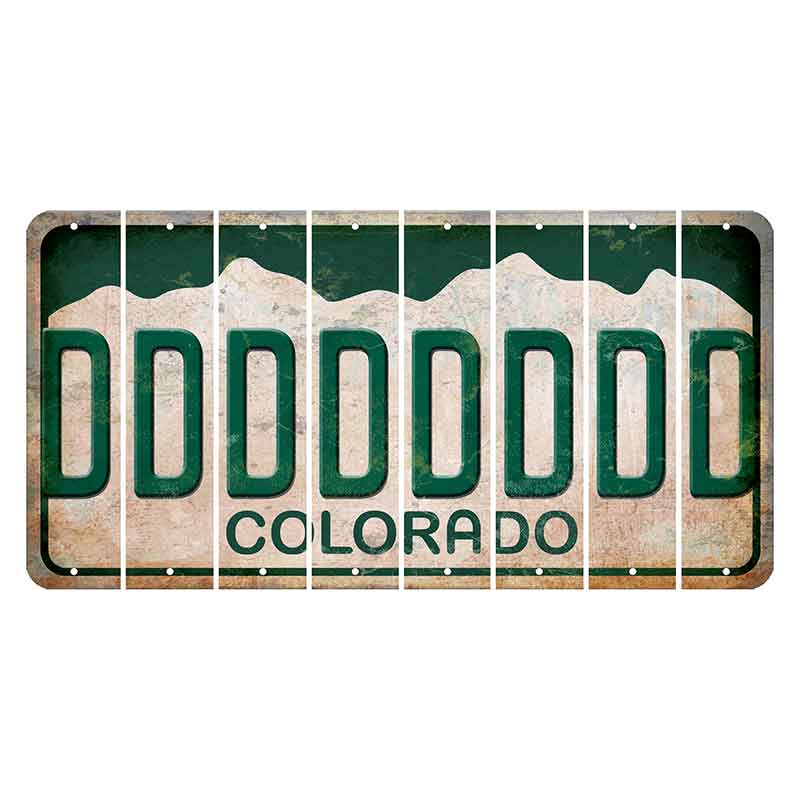 Colorado White|Green Mountains Cut License Plate Strips (Set of 8)