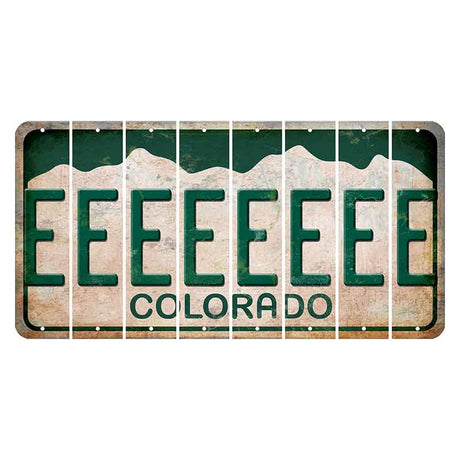 Colorado White|Green Mountains Cut License Plate Strips (Set of 8)