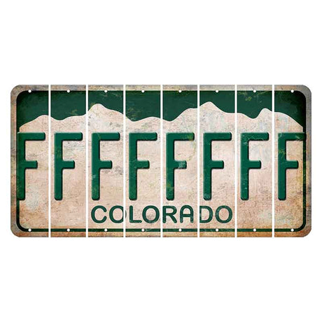 Colorado White|Green Mountains Cut License Plate Strips (Set of 8)