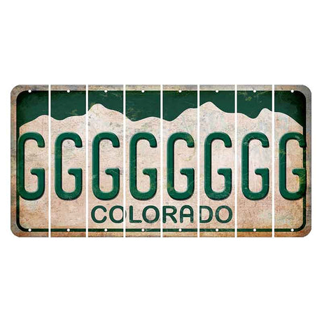 Colorado White|Green Mountains Cut License Plate Strips (Set of 8)