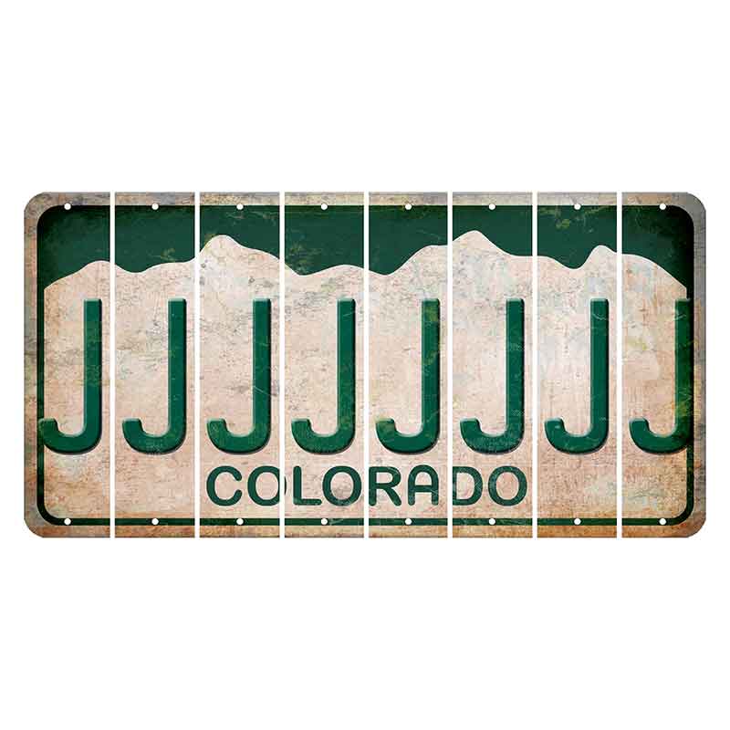 Colorado White|Green Mountains Cut License Plate Strips (Set of 8)