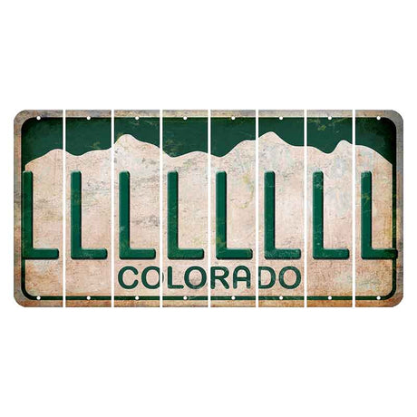 Colorado White|Green Mountains Cut License Plate Strips (Set of 8)