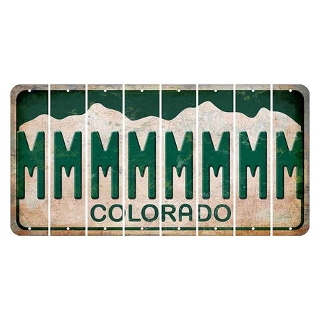 Colorado White|Green Mountains Cut License Plate Strips (Set of 8)