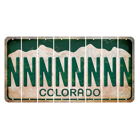 Colorado White|Green Mountains Cut License Plate Strips (Set of 8)