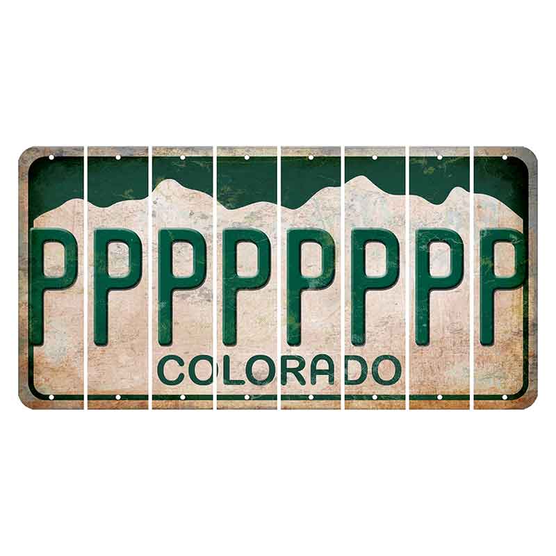 Colorado White|Green Mountains Cut License Plate Strips (Set of 8)