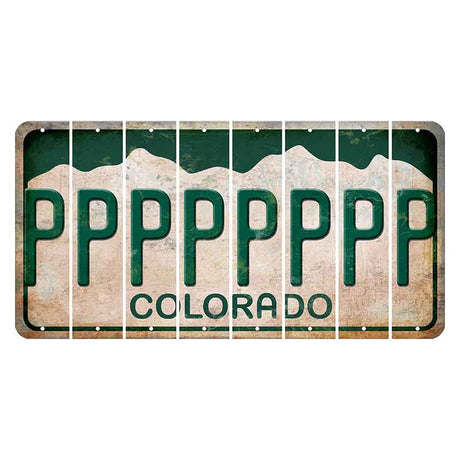 Colorado White|Green Mountains Cut License Plate Strips (Set of 8)