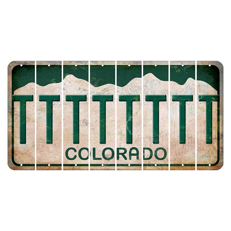 Colorado White|Green Mountains Cut License Plate Strips (Set of 8)