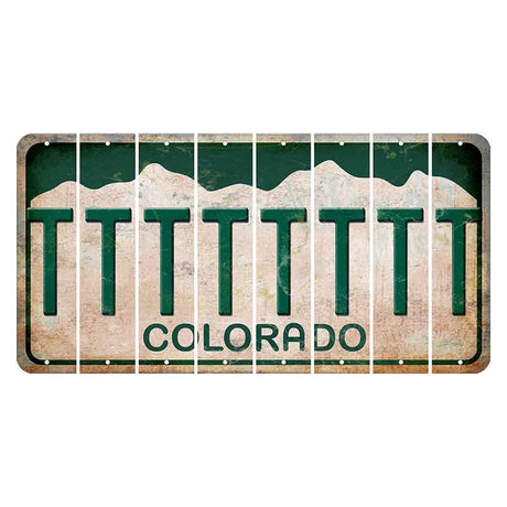 Colorado White|Green Mountains Cut License Plate Strips (Set of 8)