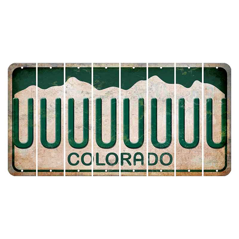 Colorado White|Green Mountains Cut License Plate Strips (Set of 8)