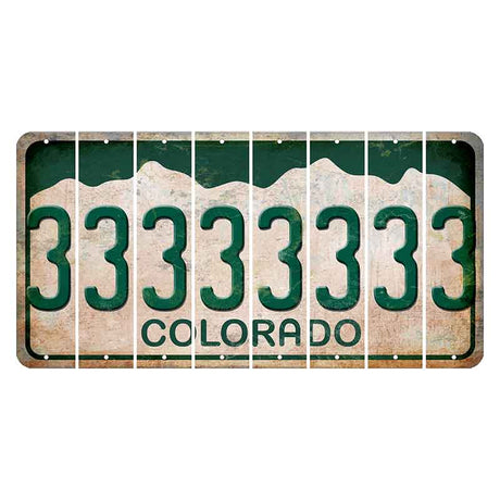 Colorado White|Green Mountains Cut License Plate Strips (Set of 8)