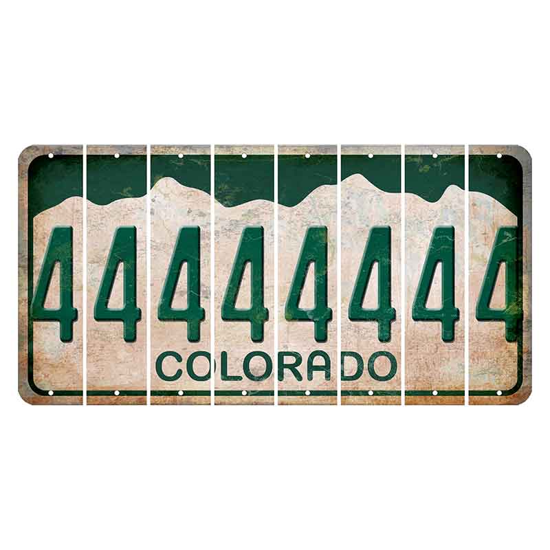 Colorado White|Green Mountains Cut License Plate Strips (Set of 8)