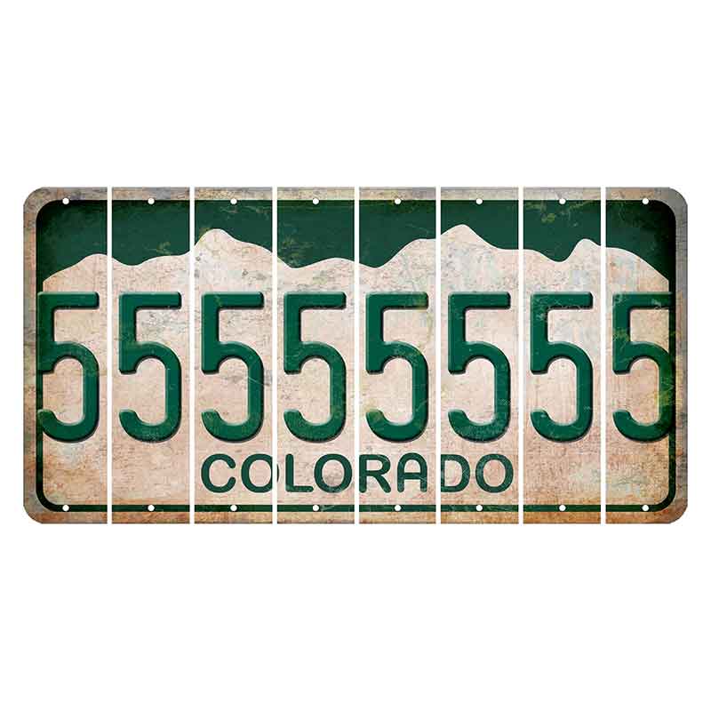 Colorado White|Green Mountains Cut License Plate Strips (Set of 8)