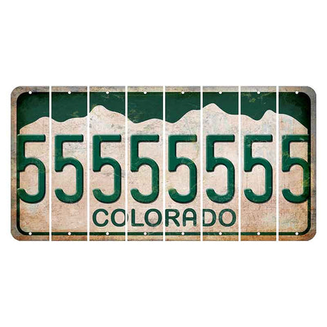 Colorado White|Green Mountains Cut License Plate Strips (Set of 8)