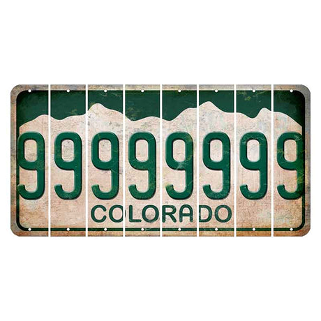 Colorado White|Green Mountains Cut License Plate Strips (Set of 8)