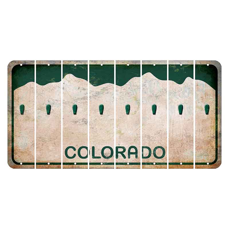 Colorado White|Green Mountains Cut License Plate Strips (Set of 8)