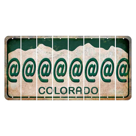 Colorado White|Green Mountains Cut License Plate Strips (Set of 8)