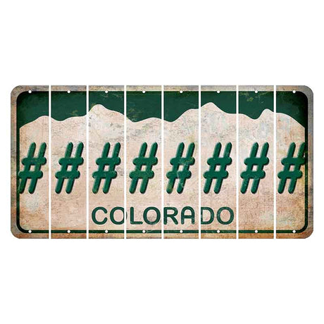 Colorado White|Green Mountains Cut License Plate Strips (Set of 8)