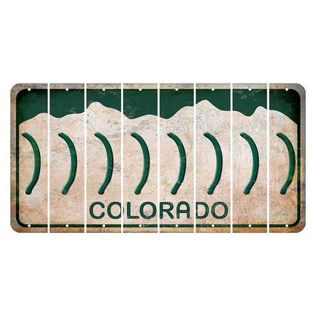 Colorado White|Green Mountains Cut License Plate Strips (Set of 8)