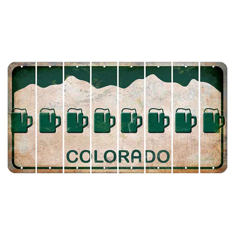 Colorado White|Green Mountains Cut License Plate Strips (Set of 8)