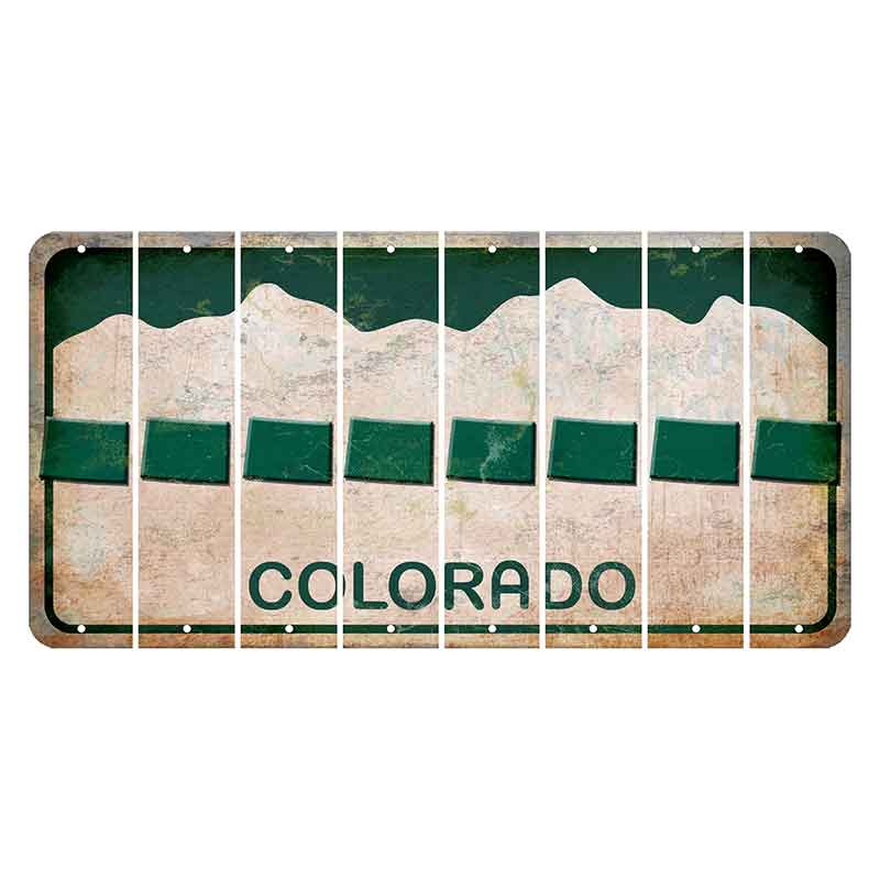 Colorado White|Green Mountains Cut License Plate Strips (Set of 8)