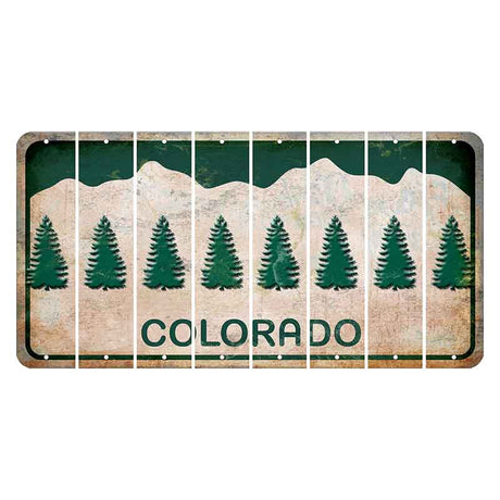 Colorado White|Green Mountains Cut License Plate Strips (Set of 8)