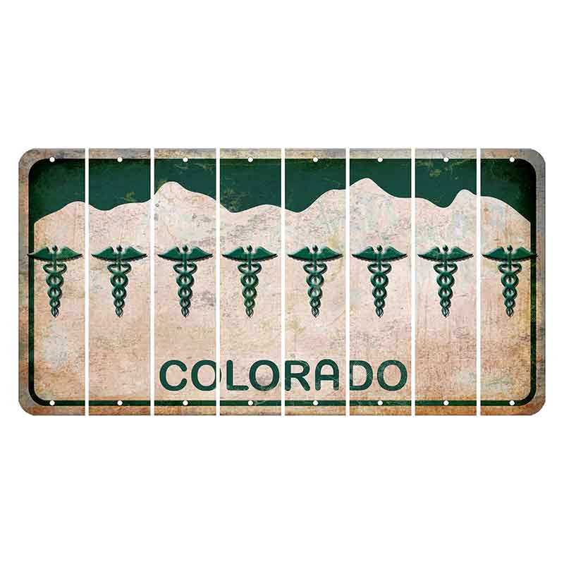 Colorado White|Green Mountains Cut License Plate Strips (Set of 8)