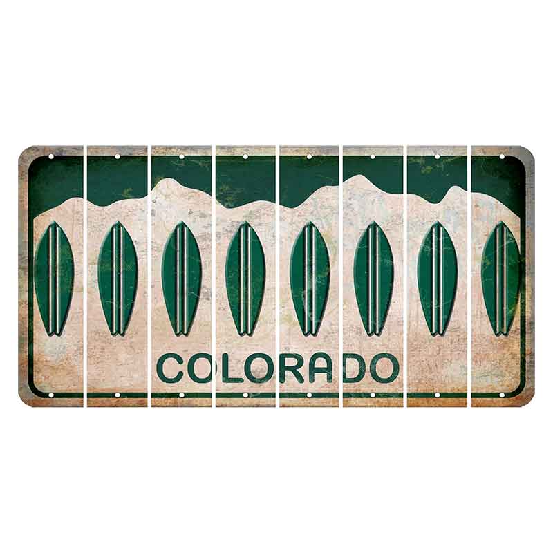 Colorado White|Green Mountains Cut License Plate Strips (Set of 8)