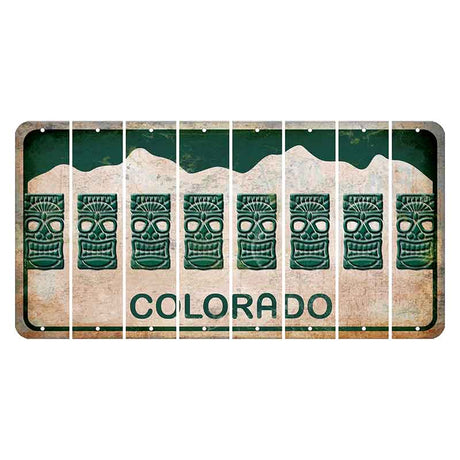 Colorado White|Green Mountains Cut License Plate Strips (Set of 8)